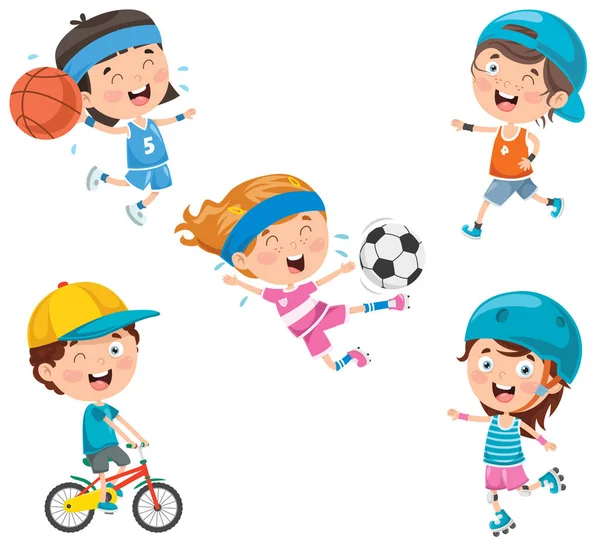 Petits Enfants Heureux Faisant Sport — Image vectorielle