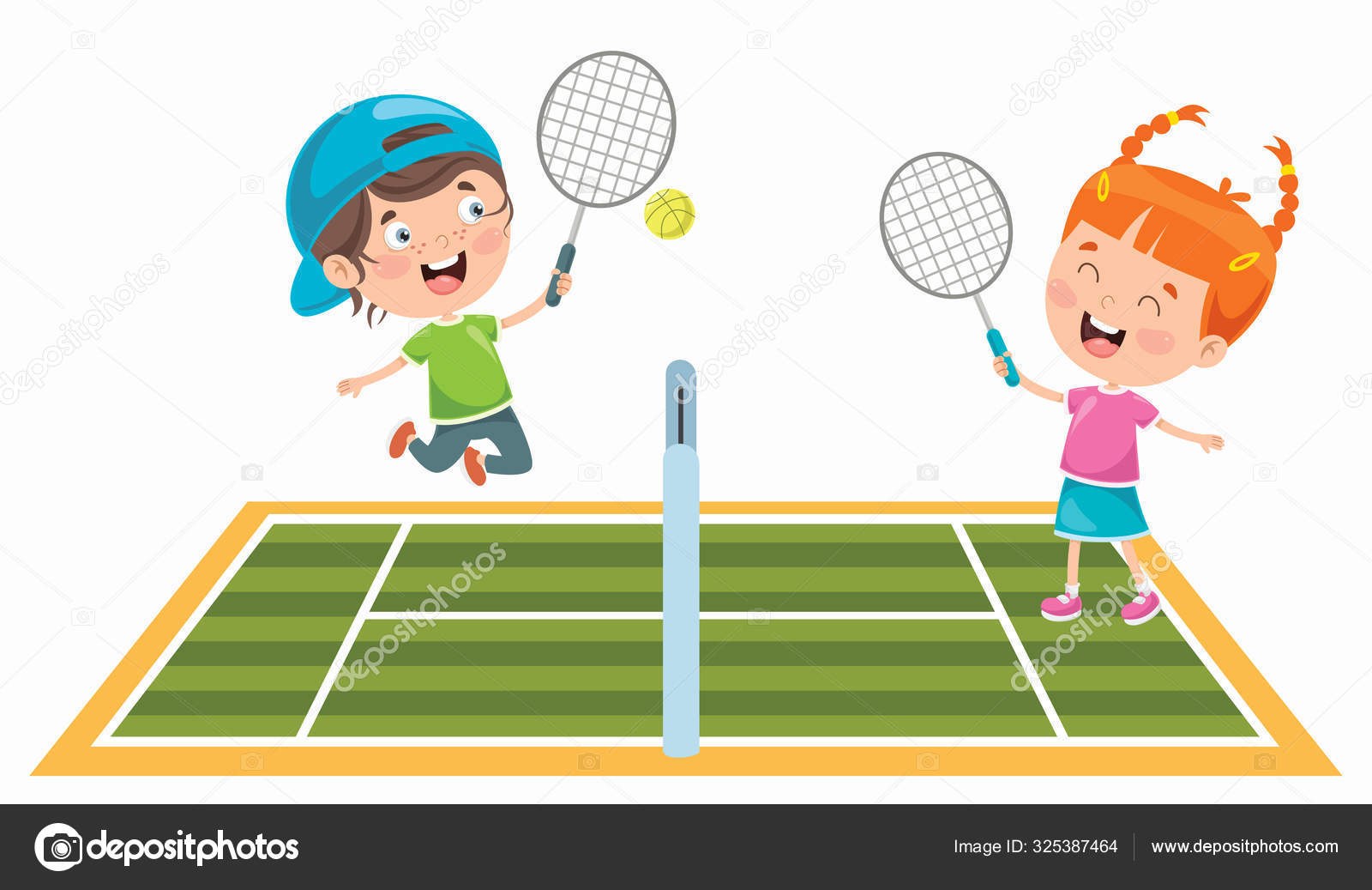 Cute Happy Kids Playing Tennis Stock Vector Image by ©yusufdemirci ...