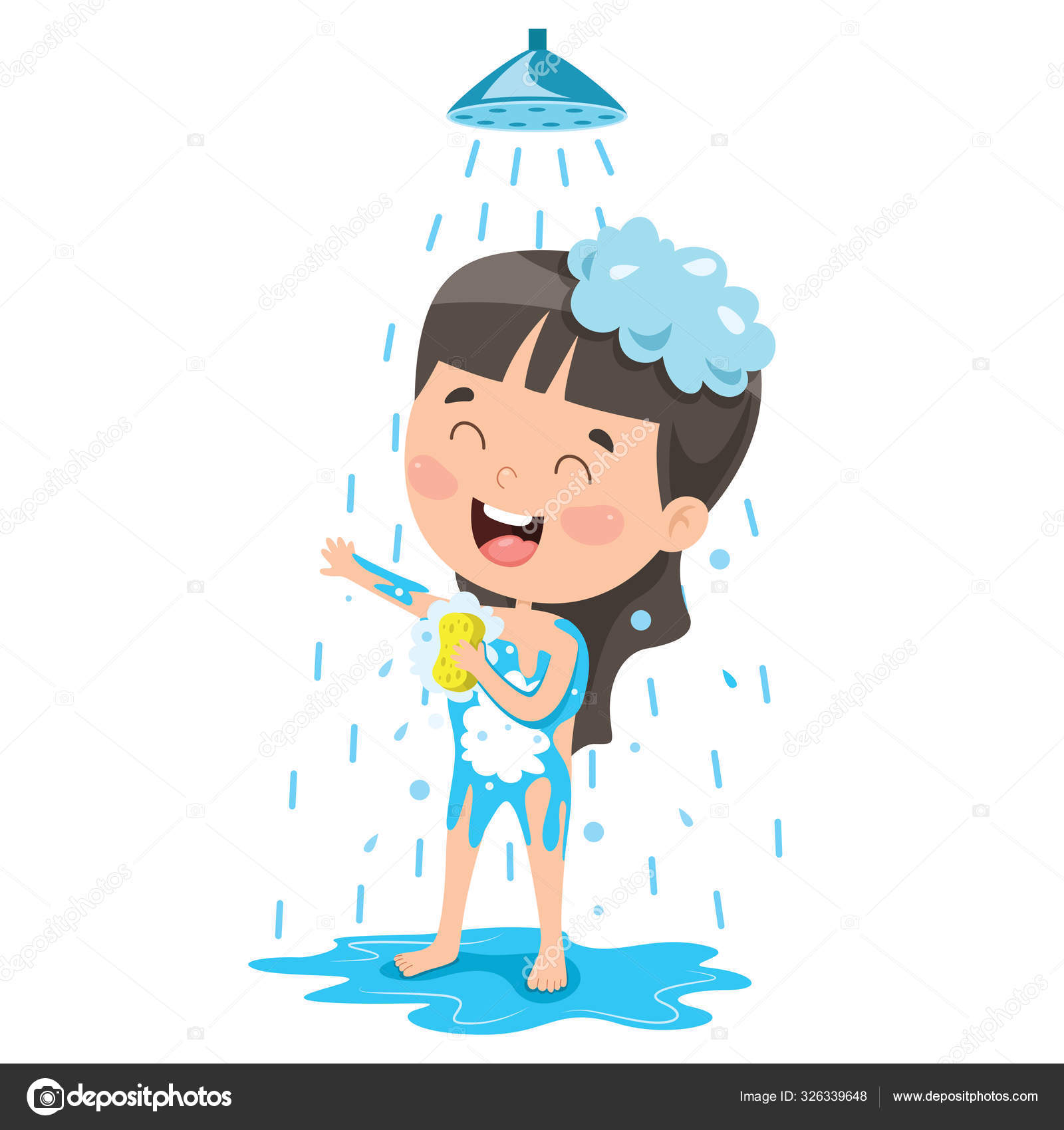 taking a bath clipart for kids