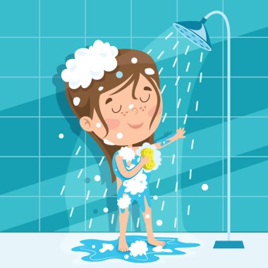 Komik Küçük Çocuk Banyo Yapıyor