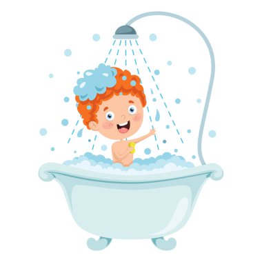 Komik Küçük Çocuk Banyo Yapıyor