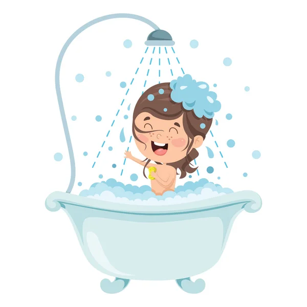 Drôle Petit Enfant Ayant Bain — Image vectorielle