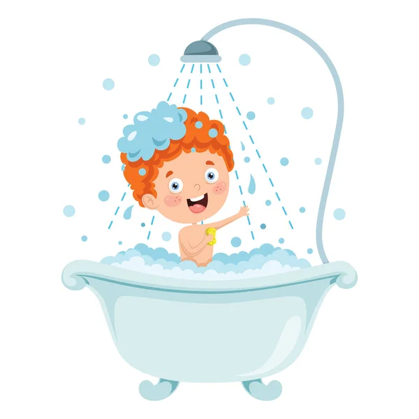 Funny Little Kid Having Bath — Stock Vector