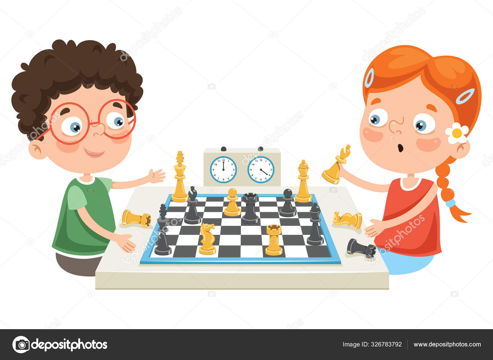 Illustration de Personnage Bande Dessinée Jouant Jeu D'échecs par ...