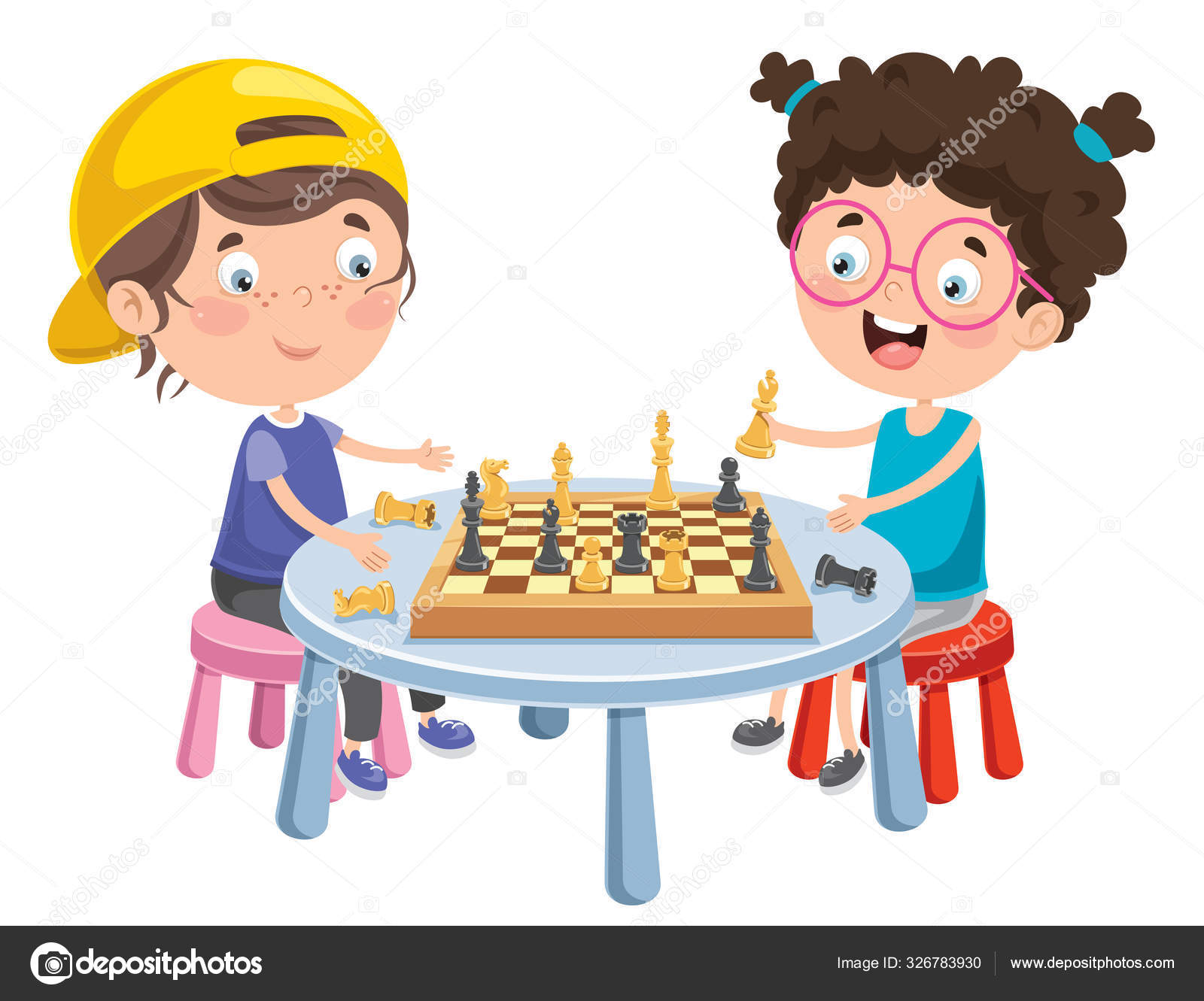 Conjunto de xadrez personagem de desenho animado, jogo de quebra