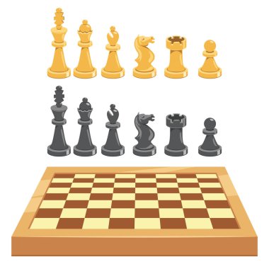 Chess Game Board And Pieces clipart