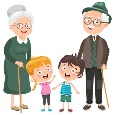 Büyükannesi ve büyükbabasıyla Küçük Çocuklar
