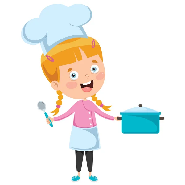 Happy Cute Chef Kecil Yang Lucu - Stok Vektor