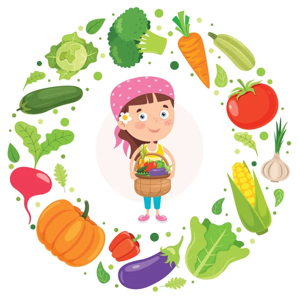 Čerstvá Zelenina Pro Zdravé Stravování — Stockový vektor