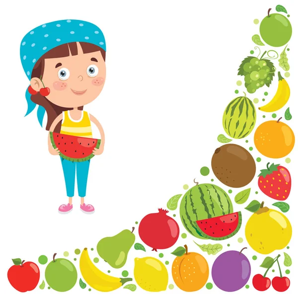 Świeże Owoce Zdrowe Odżywianie — Wektor stockowy