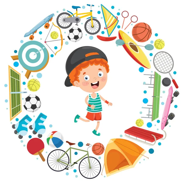 Little Kid Sport Equipments — Stock Vector