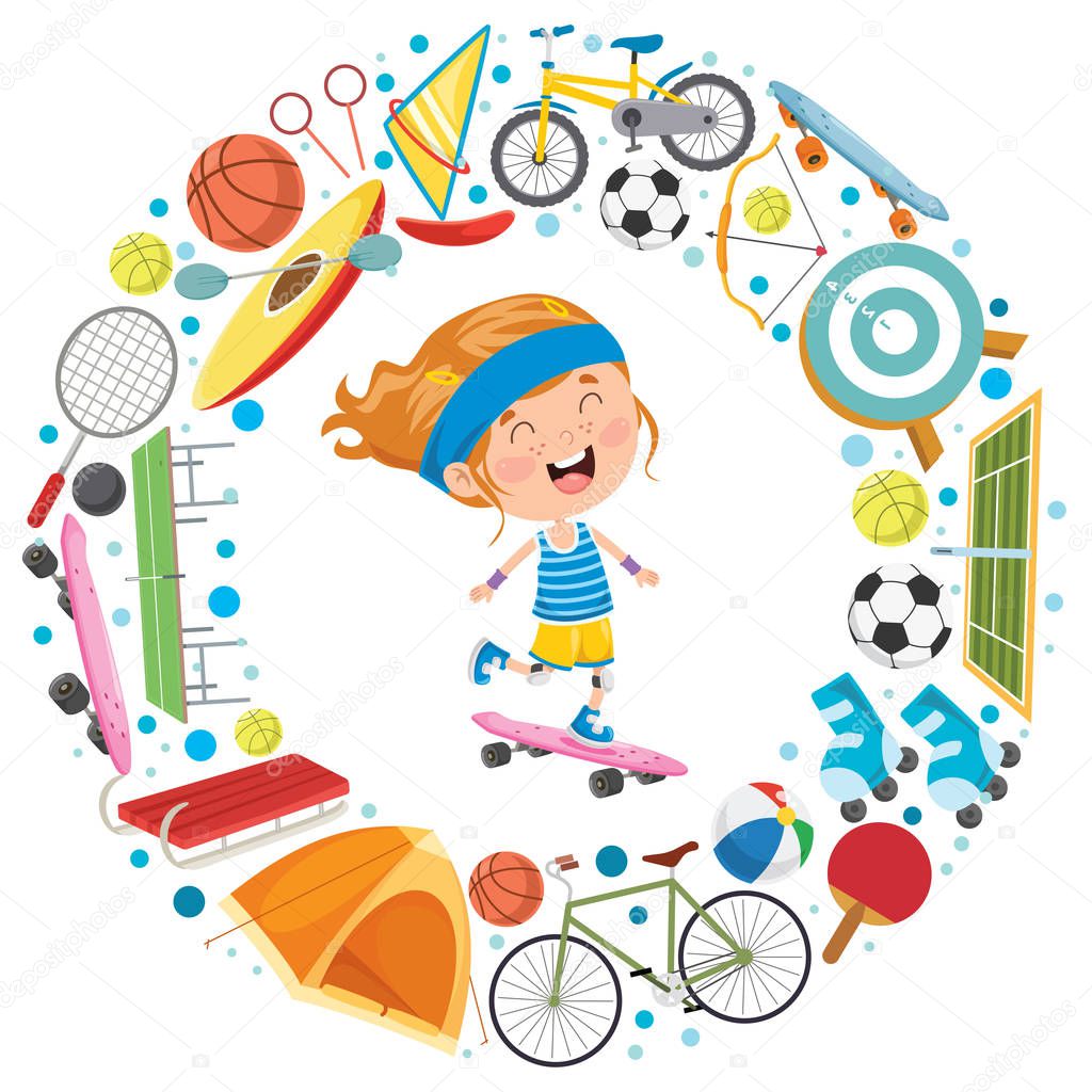 Little Kid And Sport Equipments