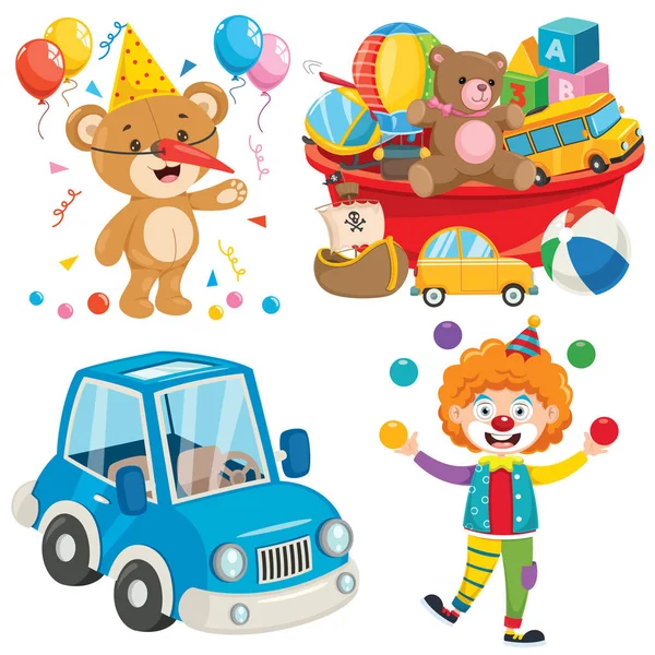 Set Various Colorful Toys — Stock Vector