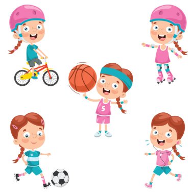 Çeşitli Spor Yapan Küçük Kız