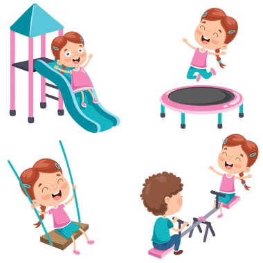 küçük kız parkta oynarken