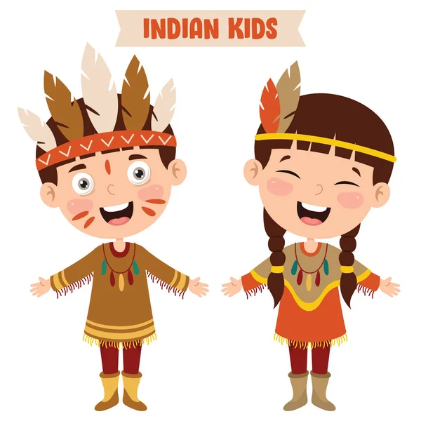 Indiase Kinderen Dragen Traditionele Kleding — Stockvector