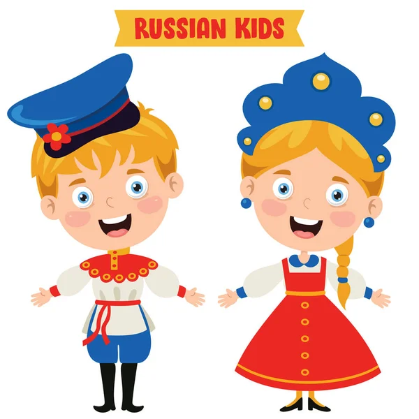 Rosyjskie Dzieci Tradycyjnej Odzieży — Wektor stockowy