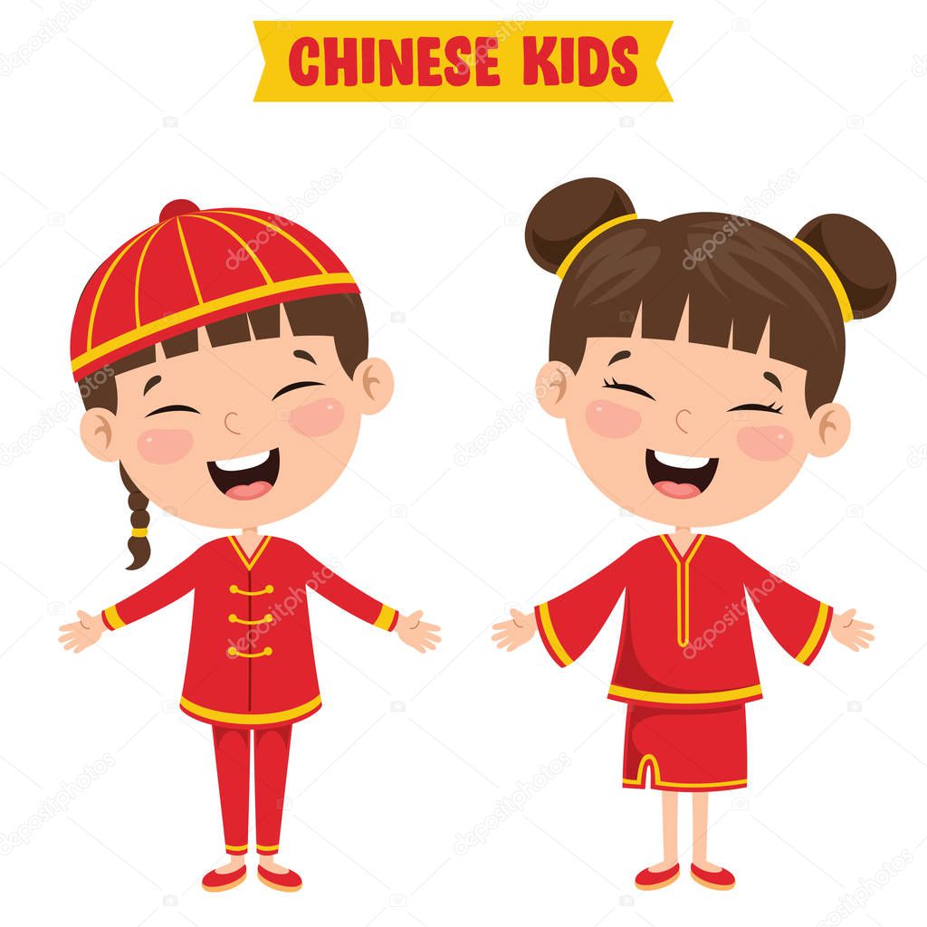 Chinese Children Wearing Traditional Clothes