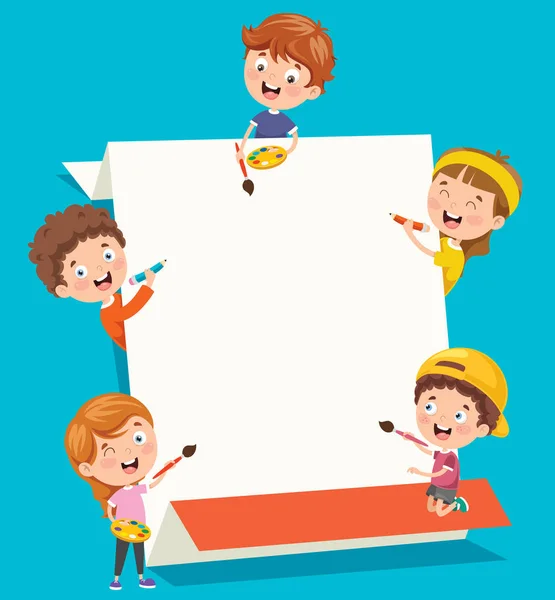 Niños Dibujos Animados Con Marco Con Espacio Copia — Vector de stock