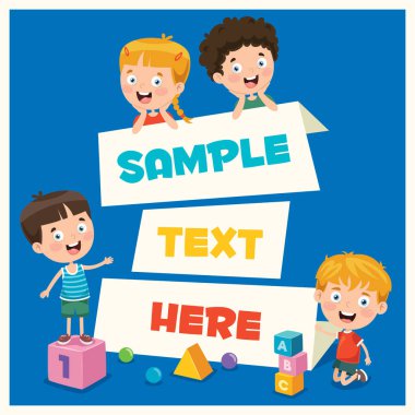 Kopya alanı olan bir çerçeveye çocuklarla çizgi film