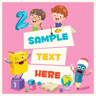 Kopya alanı olan bir çerçeveye çocuklarla çizgi film