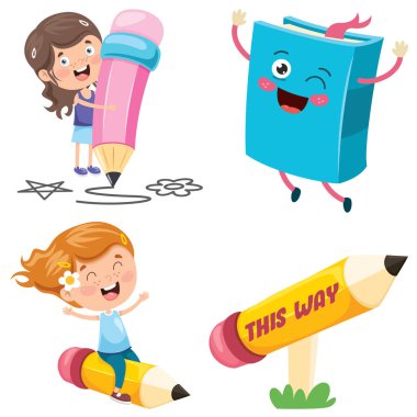 Küçük öğrenci kalemle oynuyor.