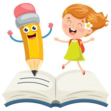 Küçük öğrenci kalemle oynuyor.