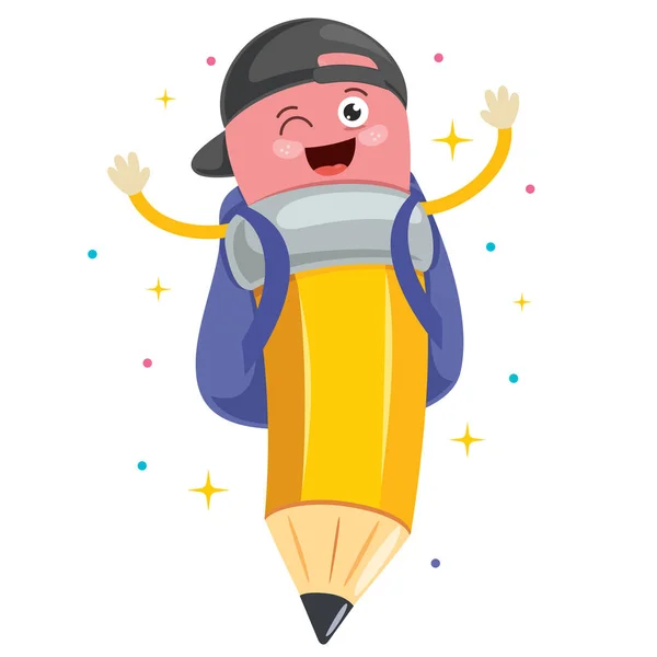 Cartoon Little Funny Pencil Posing — 스톡 벡터