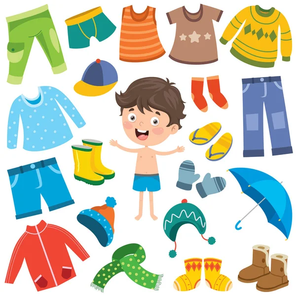 Barevné Oblečení Pro Malé Děti — Stockový vektor
