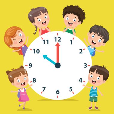 Little Children Holding A Clock