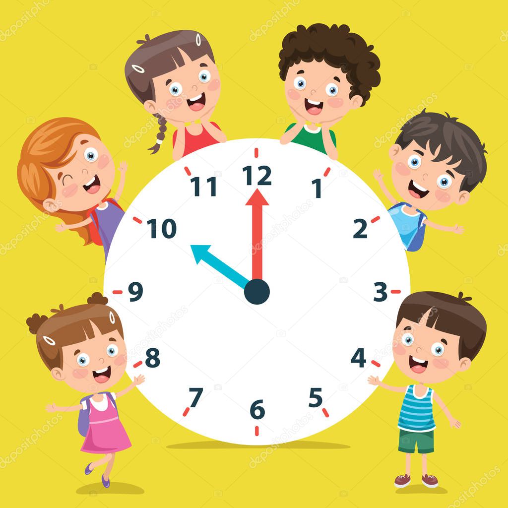 Little Children Holding A Clock