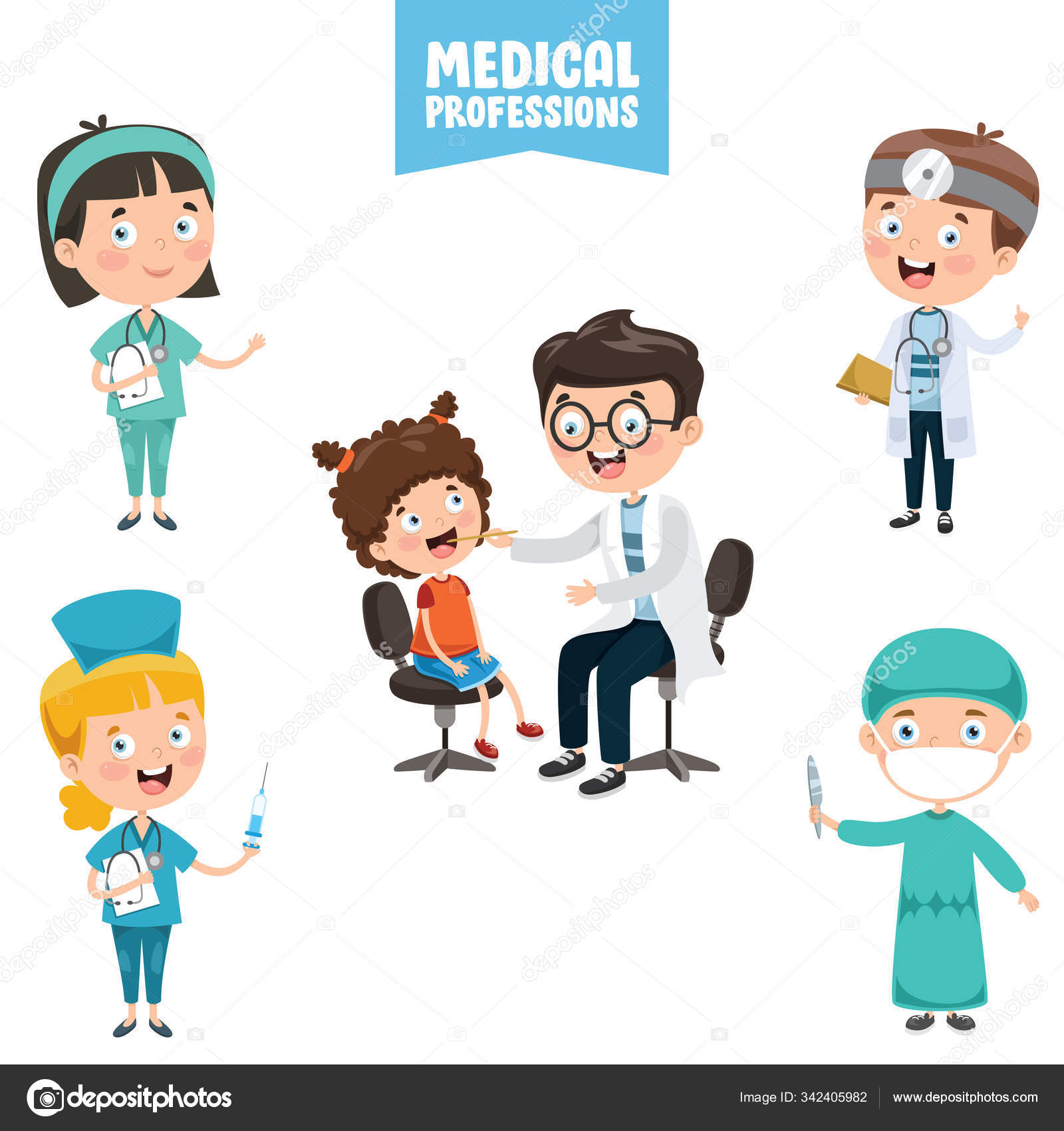 Médicos profissionais conjunto de personagens de desenhos animados