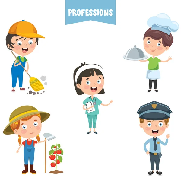 Personagens Desenhos Animados Diferentes Profissões — Vetor de Stock