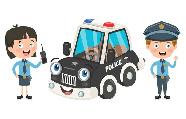 Cartoon Characters Male Female Police Officers — Stock vektor