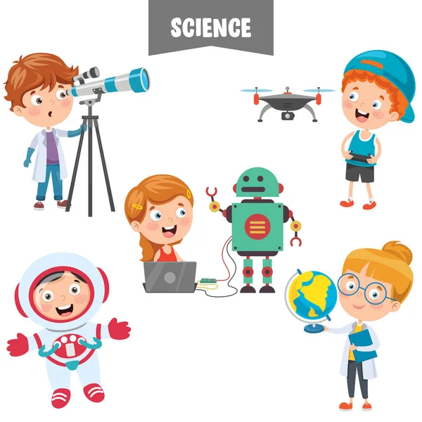 Cartoon Characters Working Science — Stock vektor