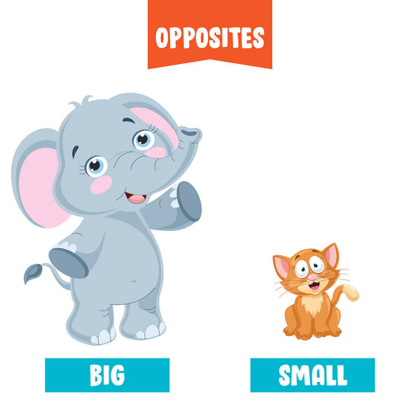 Opposite Adjectives With Cartoon Drawings