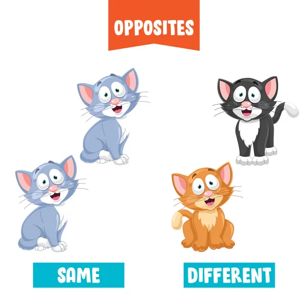 Adjectifs Opposés Avec Dessins Animés — Image vectorielle