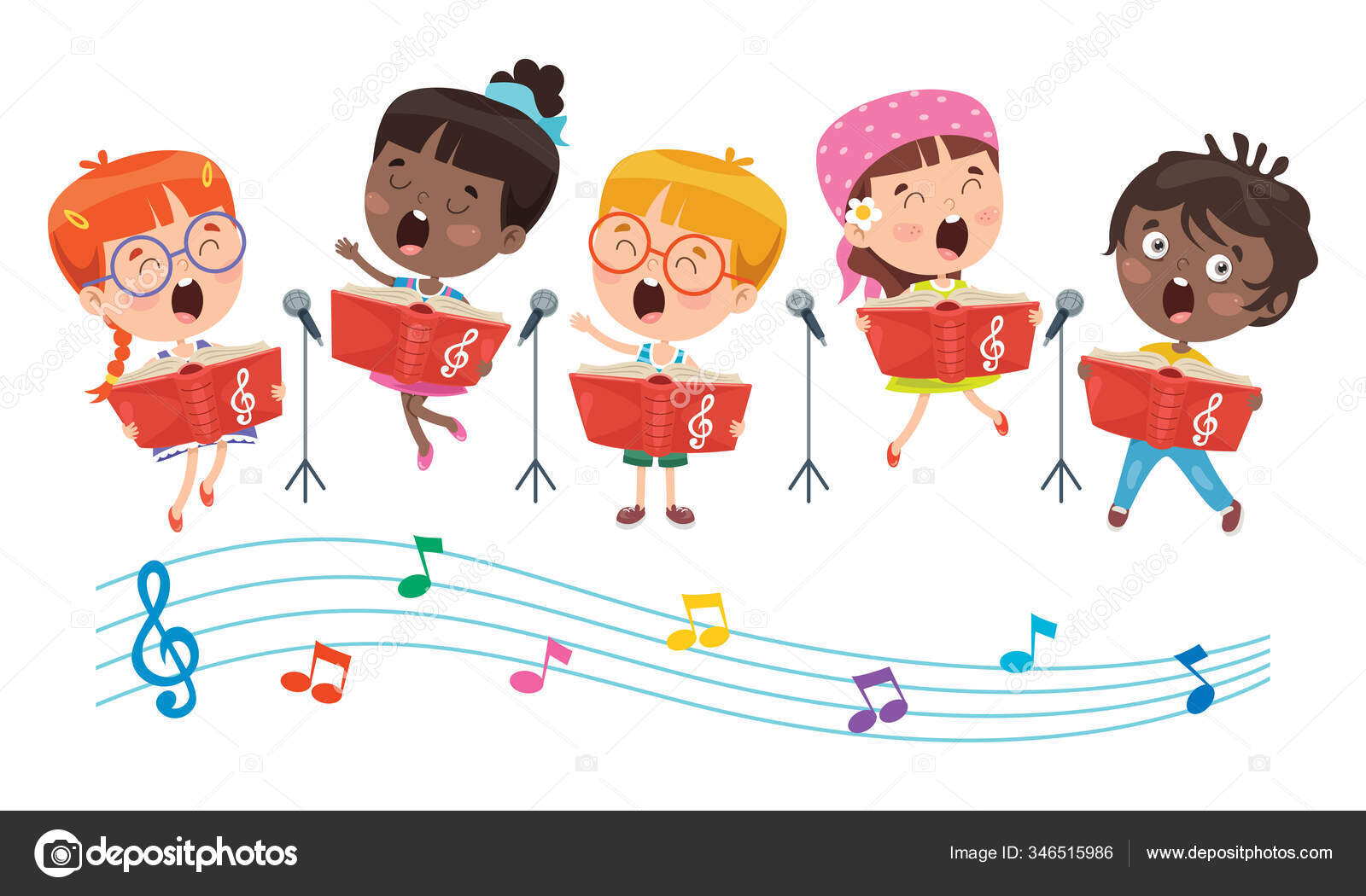 Funny Little Kids Performing Music Stock Vector Image by ©yusufdemirci  #346515986