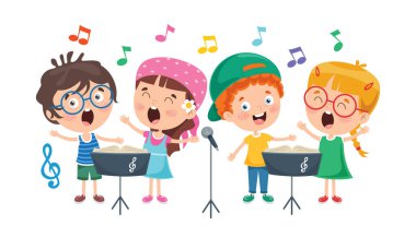Komik Küçük Çocuklar Müzik Çalıyor