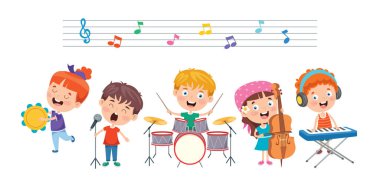 Komik Küçük Çocuklar Müzik Çalıyor