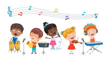 Komik Küçük Çocuklar Müzik Çalıyor