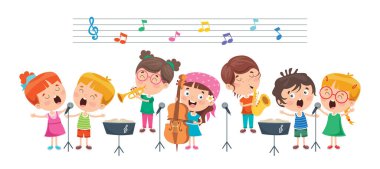 Komik Küçük Çocuklar Müzik Çalıyor