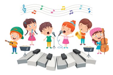 Komik Küçük Çocuklar Müzik Çalıyor