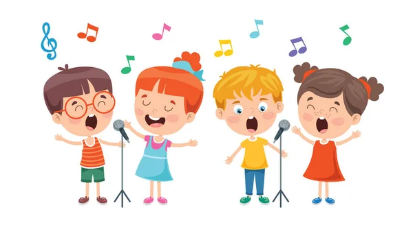 Petits Enfants Drôles Jouant Musique — Image vectorielle