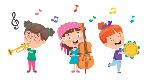 Divertenti Bambini Che Eseguono Musica — Vettoriale Stock