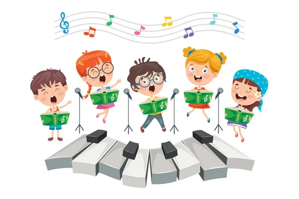 Engraçado Crianças Realizando Música —  Vetores de Stock