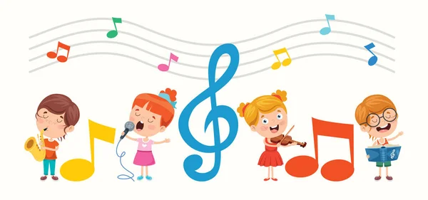 Petits Enfants Drôles Jouant Musique — Image vectorielle