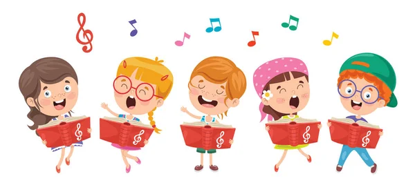 Funny Little Kids Performing Music — Stockový vektor