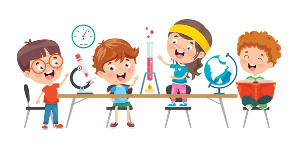 Niños Pequeños Estudiando Clase Química — Archivo Imágenes Vectoriales