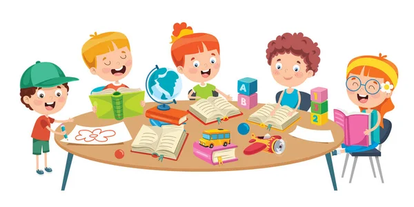 Kisgyerekek Tanulnak Osztályteremben — Stock Vector
